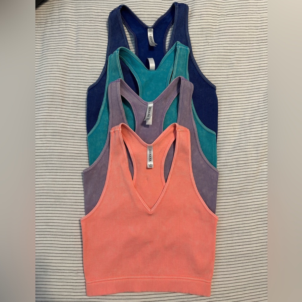 4-Pack Stretchy Cropped Tanks- Colors